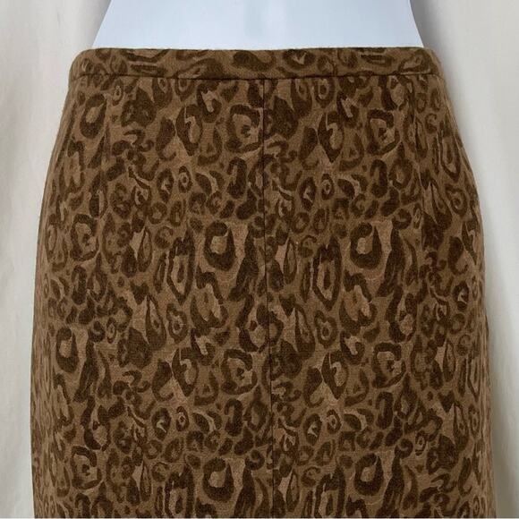 LOFT Brown & Tan Animal Print 100% Wool Career Office Skirt NWOT Size 14 - Picture 5 of 13